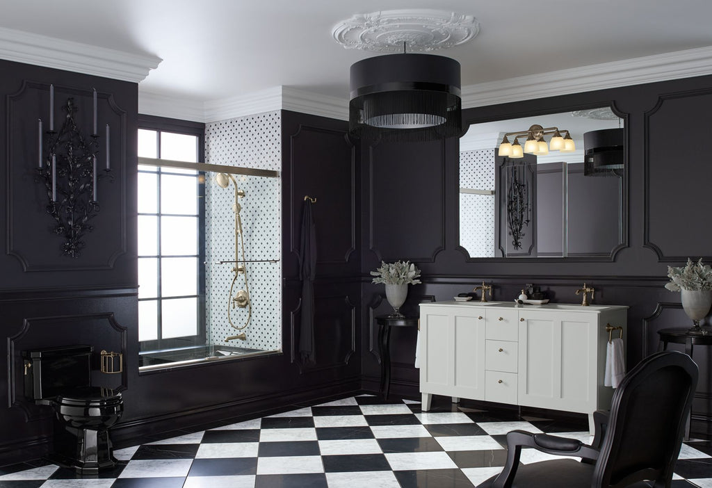 KOHLER K-10572-BML Devonshire Three-Light Sconce - Black With Brass Trim