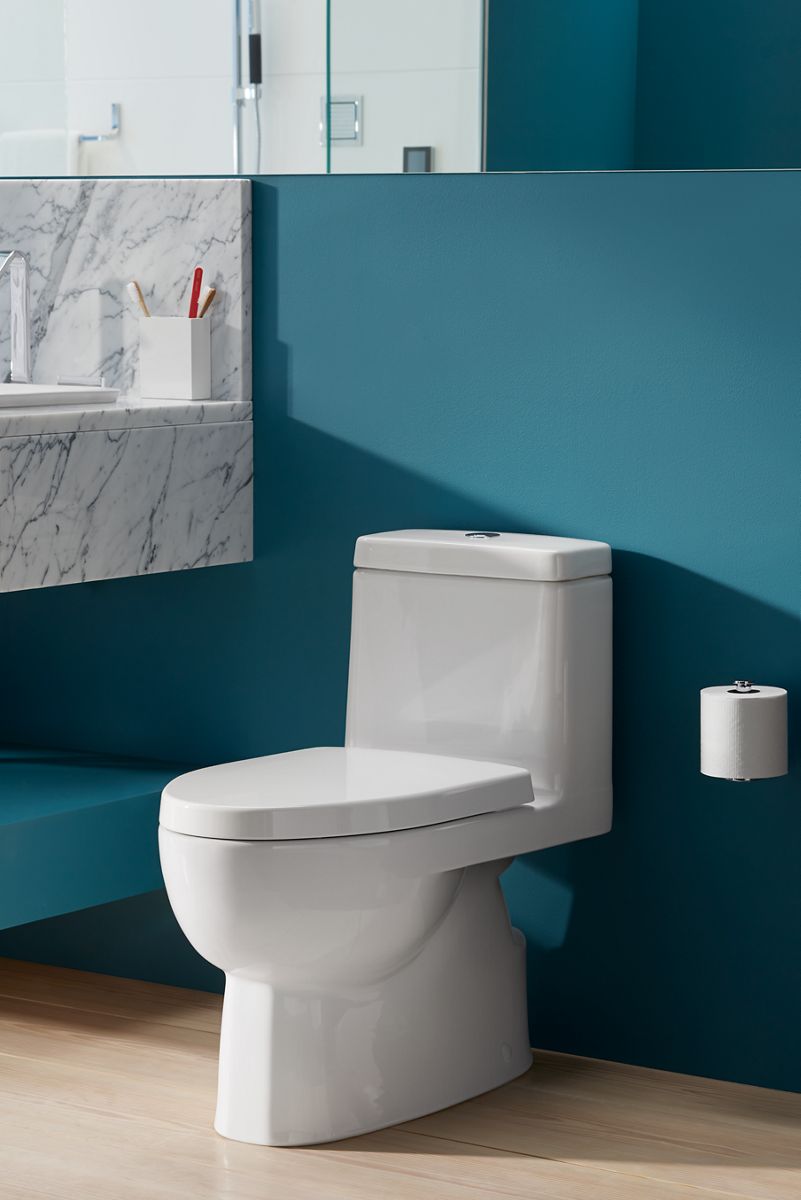 KOHLER K-3983-S-0 Reach One-Piece Compact Elongated Toilet With Skirted Trapway, Dual-Flush - White