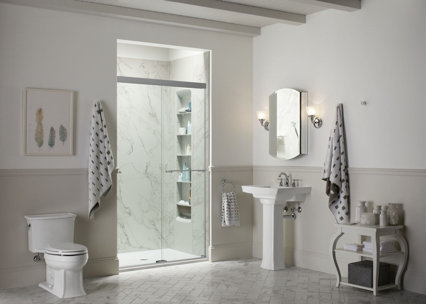 KOHLER K-2359-8-96 Archer 24" rectangular pedestal bathroom sink - Biscuit