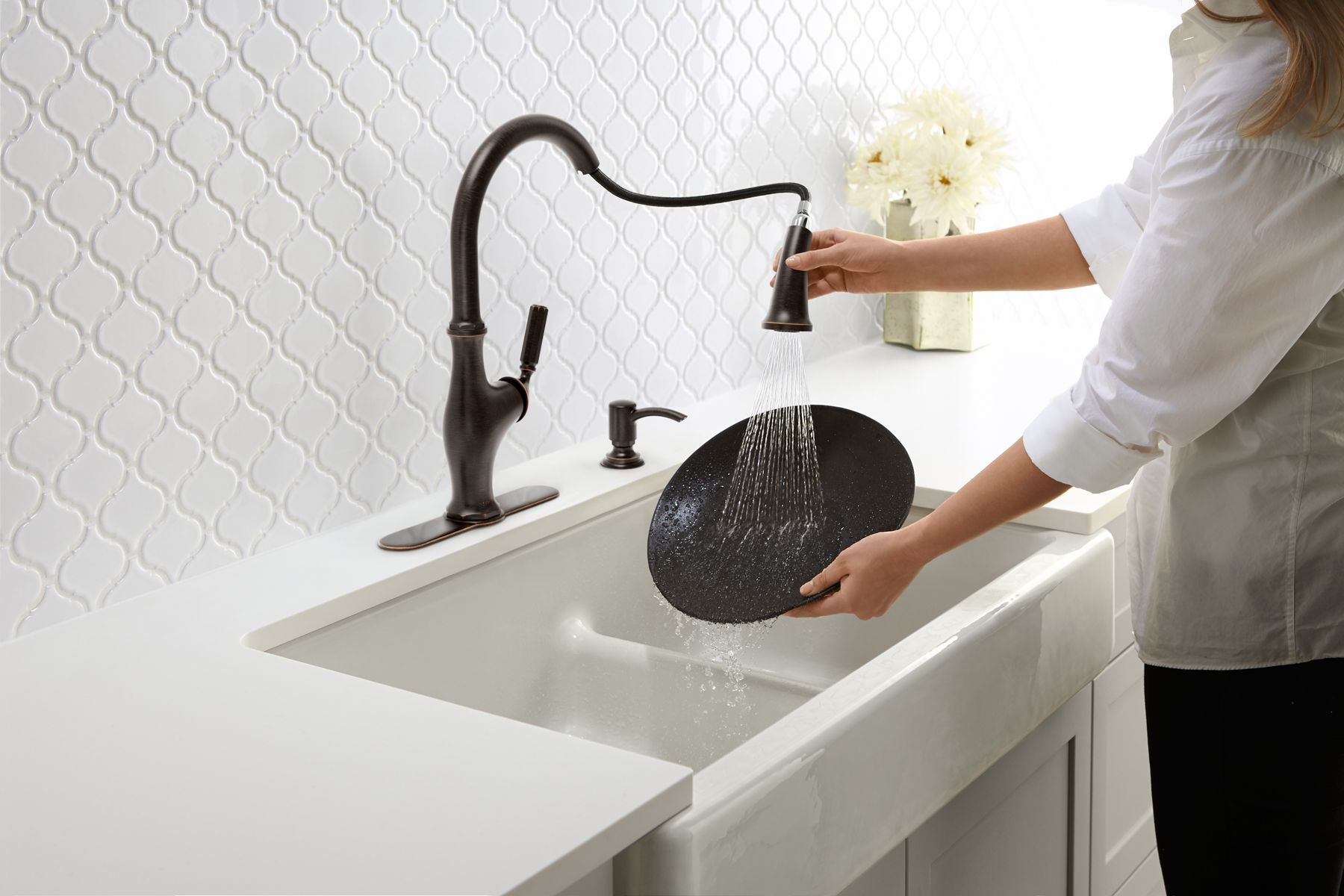 KOHLER K-6426-FF Whitehaven Smart Divide 35-1/2" Undermount Double-Bowl Farmhouse Kitchen Sink With Short Apron - Sea Salt
