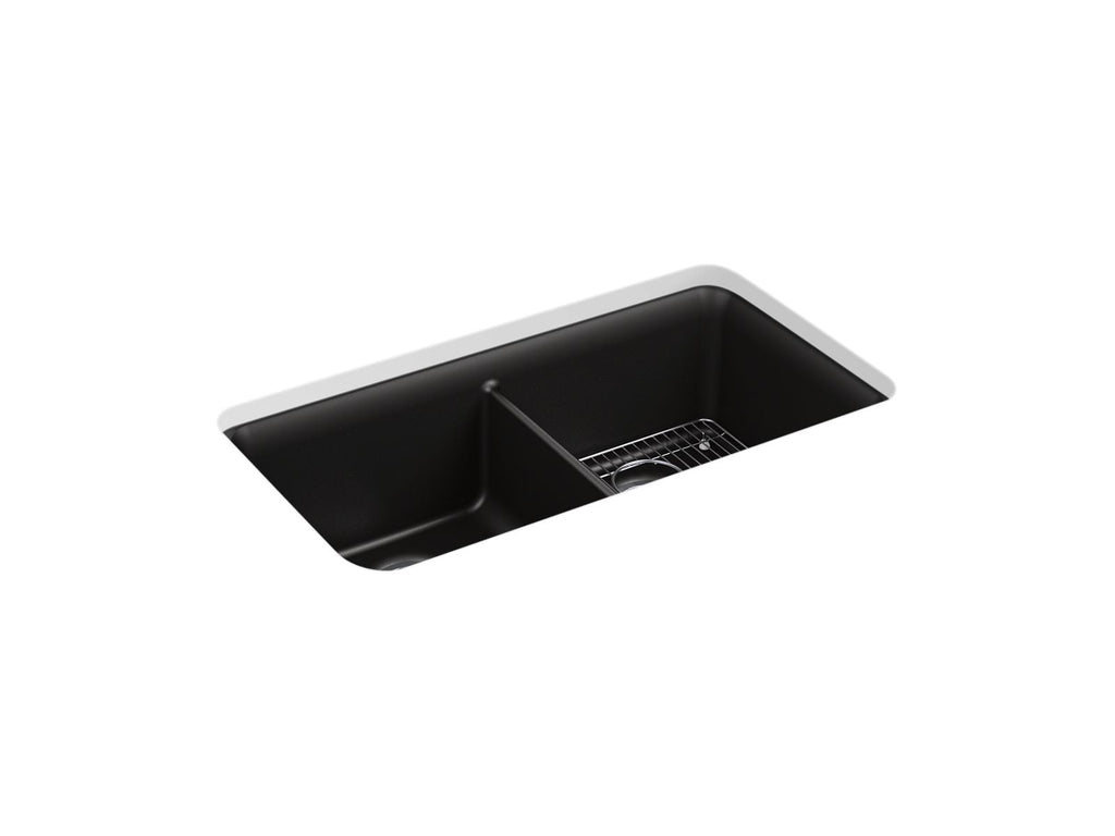 KOHLER K-8199-CM4 Cairn 33-1/2" Undermount Double-Bowl Kitchen Sink - Matte Grey