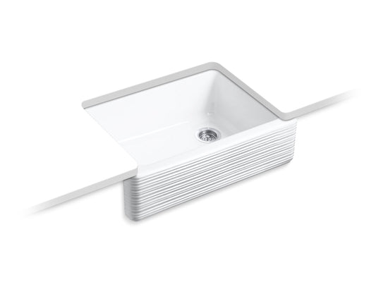 KOHLER K-7251-0 Whitehaven Hayridge 29-11/16"Undermount Single-Bowl Farmhouse Kitchen Sink In White