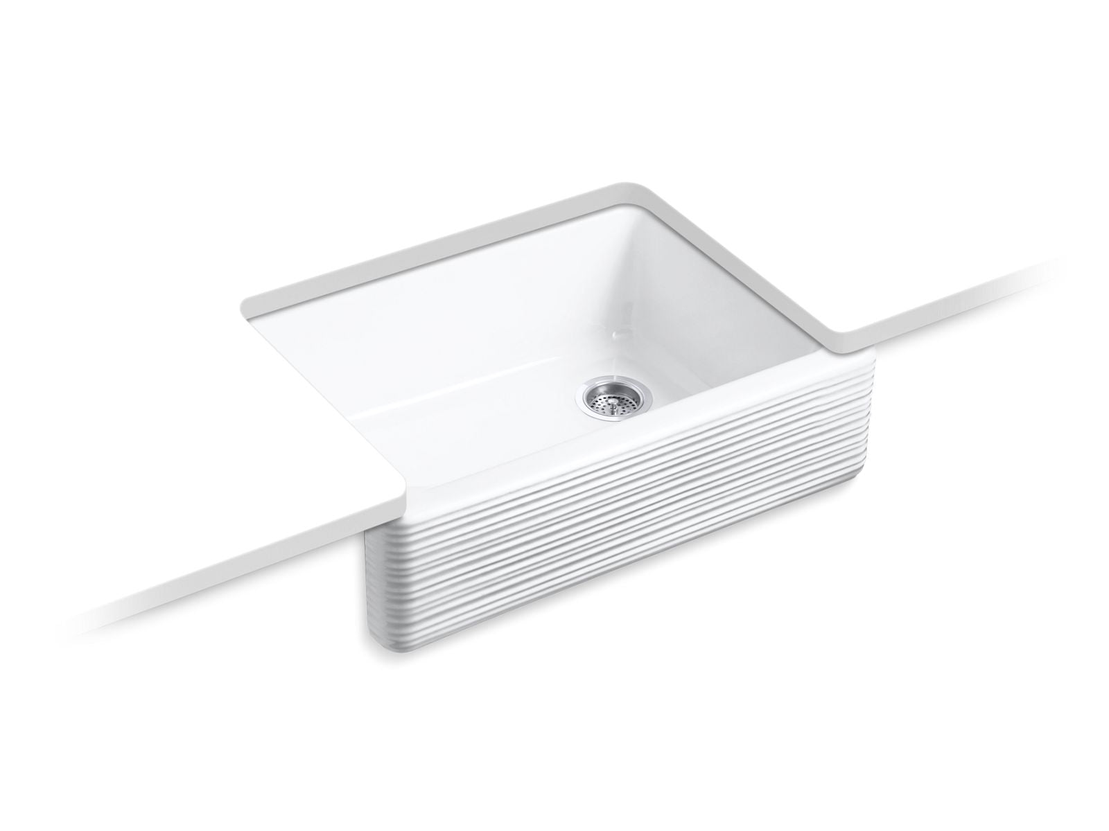 KOHLER K-7251-0 Whitehaven Hayridge 29-11/16"Undermount Single-Bowl Farmhouse Kitchen Sink - White