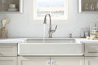 KOHLER K-6426-FF Whitehaven Smart Divide 35-1/2" Undermount Double-Bowl Farmhouse Kitchen Sink With Short Apron - Sea Salt