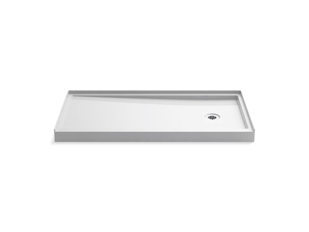 KOHLER K-8642-0 Rely 60" X 30" Alcove Shower Base, Right Drain - White