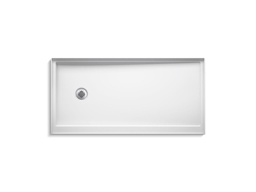 KOHLER K-8643-0 Rely 60" X 30" Alcove Shower Base, Left Drain - White