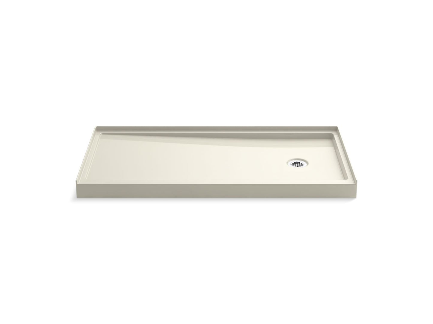 KOHLER K-8642-96 Rely 60" X 30" Alcove Shower Base, Right Drain In Biscuit