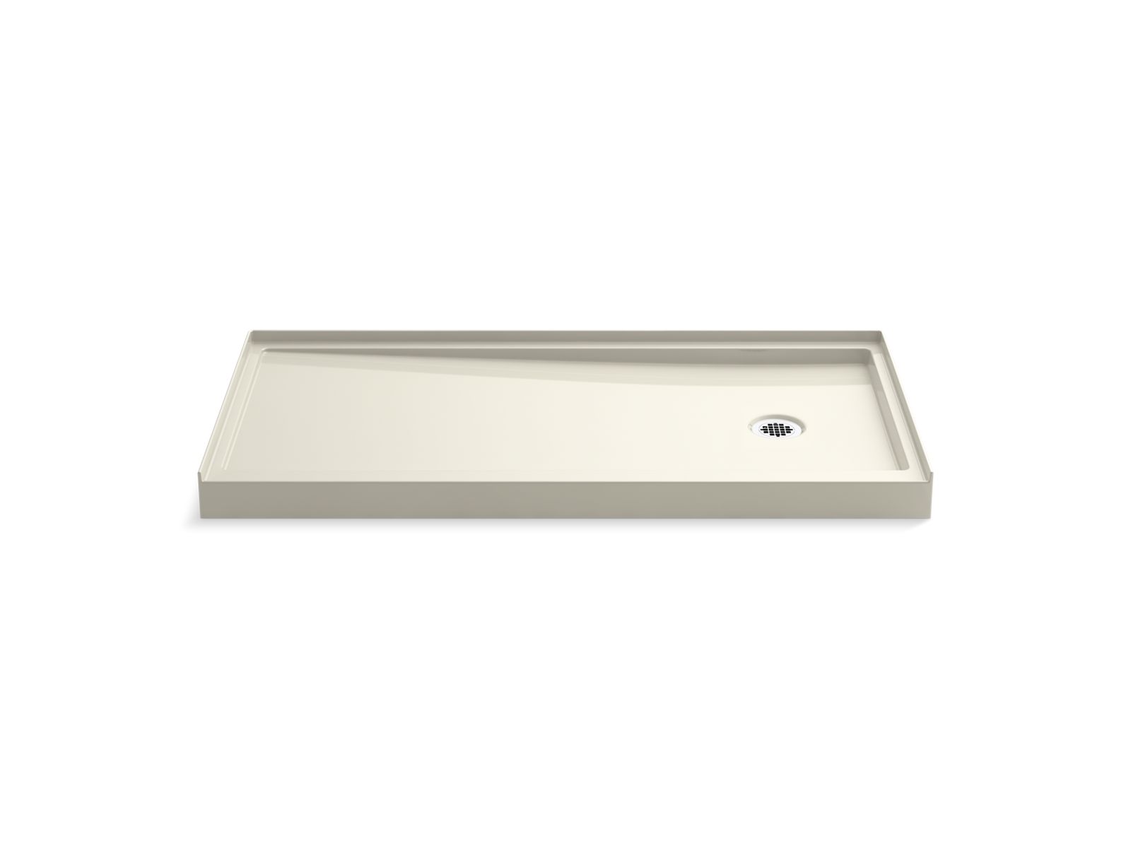 KOHLER K-8642-96 Rely 60" X 30" Alcove Shower Base, Right Drain - Biscuit