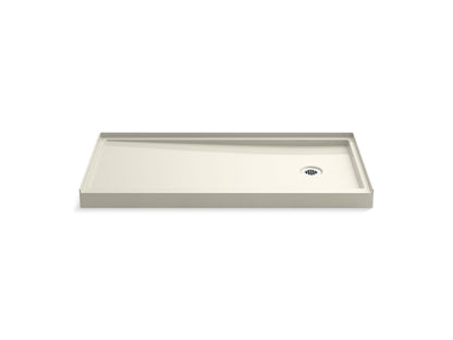 KOHLER K-8642-96 Rely 60" x 30" alcove shower base, right drain - Biscuit