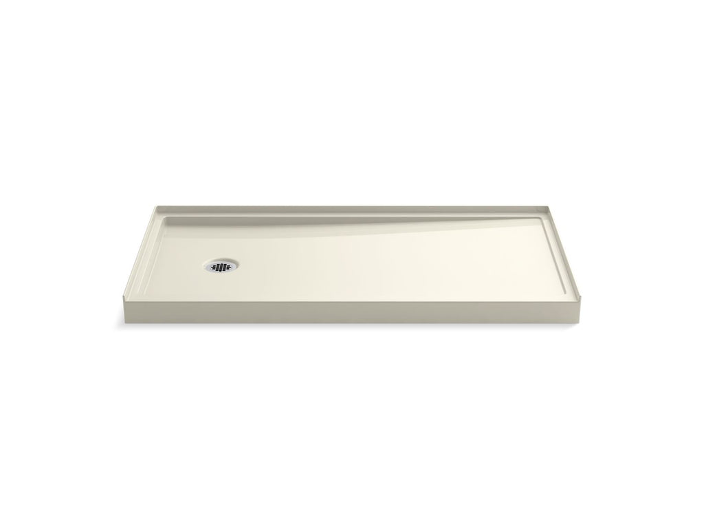 KOHLER K-8643-96 Rely 60" X 30" Alcove Shower Base, Left Drain - Biscuit