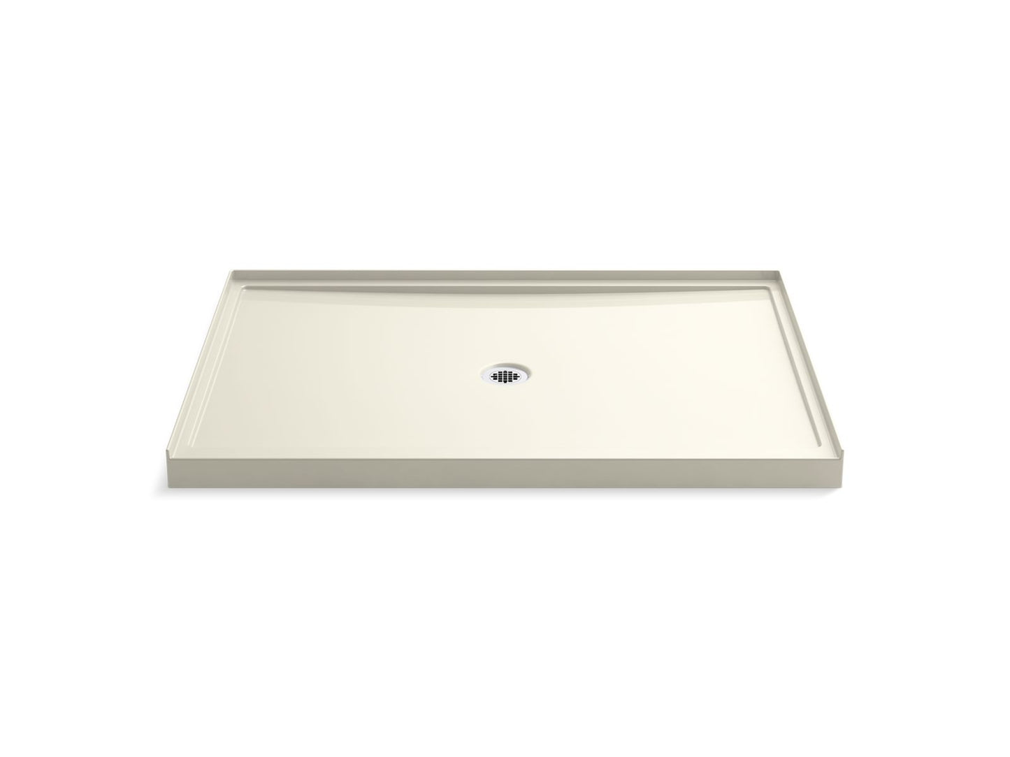 KOHLER K-8659-96 Rely 60" x 42" alcove shower base, center drain - Biscuit