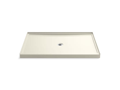 KOHLER K-8659-96 Rely 60" x 42" alcove shower base, center drain - Biscuit
