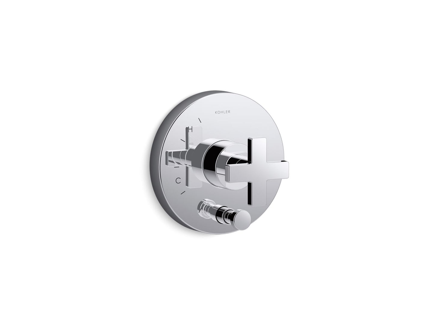 KOHLER K-T73117-3-CP Composed Rite-Temp valve trim with push-button diverter and cross handle - Polished Chrome