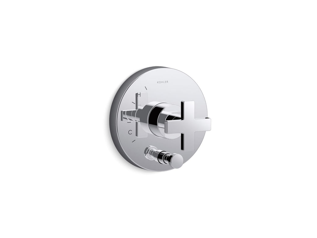 KOHLER K-T73117-3-BV Composed Rite-Temp Valve Trim With Push-Button Diverter And Cross Handle - Vibrant Brushed Bronze