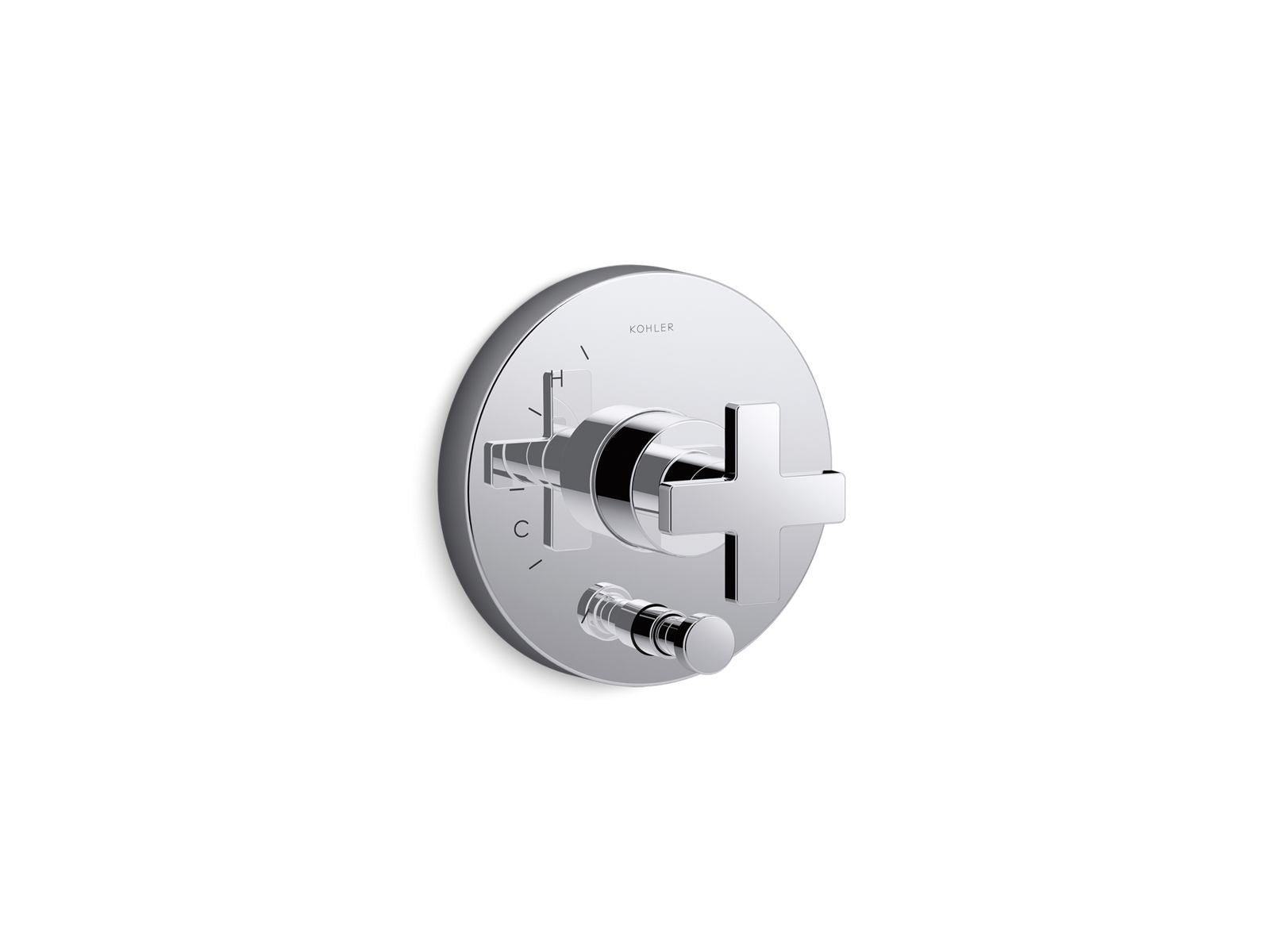 KOHLER K-T73117-3-BV Composed Rite-Temp Valve Trim With Push-Button Diverter And Cross Handle - Vibrant Brushed Bronze