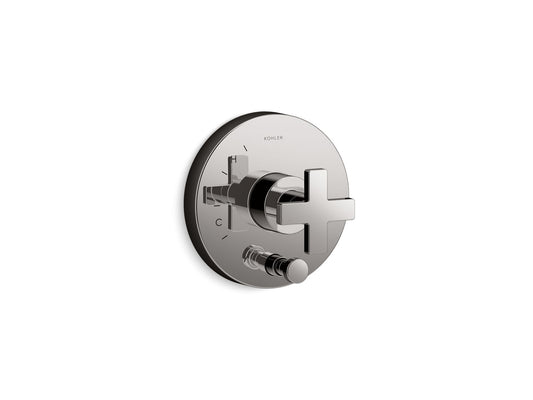 KOHLER K-T73117-3-TT Composed Rite-Temp Valve Trim With Push-Button Diverter And Cross Handle In Vibrant Titanium