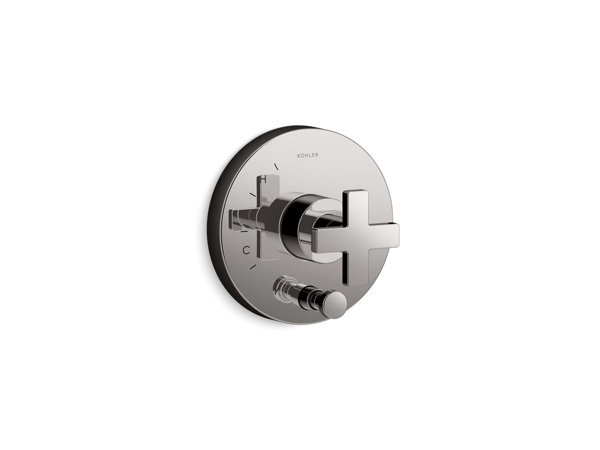 KOHLER K-T73117-3-TT Composed Rite-Temp Valve Trim With Push-Button Diverter And Cross Handle - Vibrant Titanium
