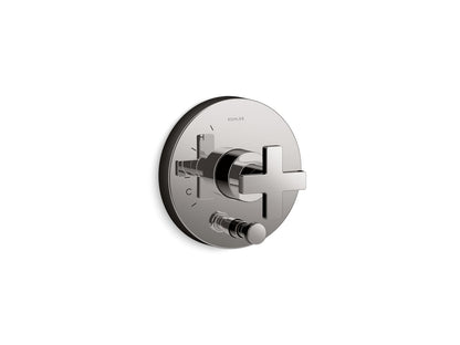 KOHLER K-T73117-3-TT Composed Rite-Temp valve trim with push-button diverter and cross handle - Vibrant Titanium