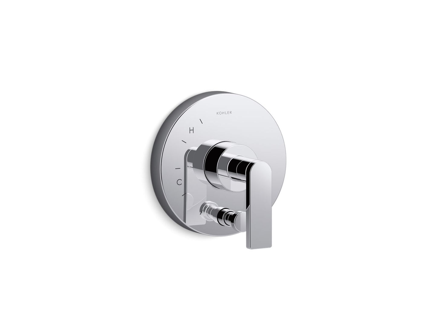 KOHLER K-T73117-4-CP Composed Rite-Temp Valve Trim With Push-Button Diverter And Lever Handle In Polished Chrome