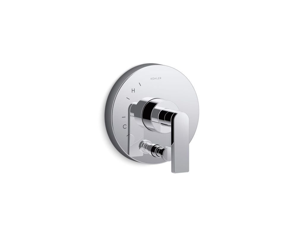 KOHLER K-T73117-4-CP Composed Rite-Temp Valve Trim With Push-Button Diverter And Lever Handle - Polished Chrome