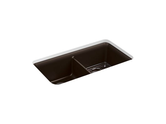 KOHLER K-8199-CM2 Cairn 33-1/2" Undermount Double-Bowl Kitchen Sink In Matte Brown