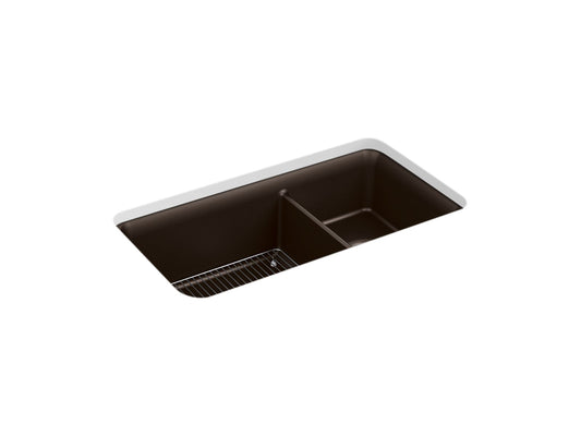 KOHLER K-8204-CM2 Cairn 33-1/2" Undermount Double-Bowl Kitchen Sink In Matte Brown