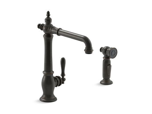 KOHLER K-99265-2BZ Artifacts Single-Handle Kitchen Sink Faucet With Side Sprayer In Oil-Rubbed Bronze