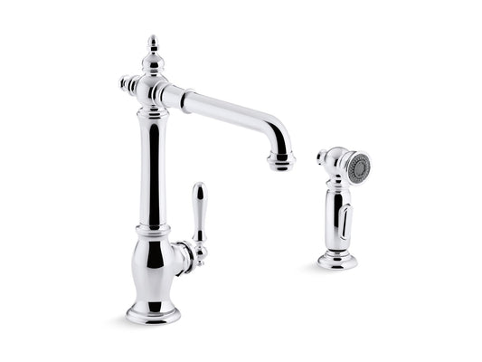 KOHLER K-99265-CP Artifacts Single-Handle Kitchen Sink Faucet With Side Sprayer In Polished Chrome