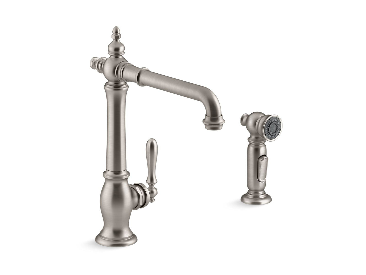 KOHLER K-99265-VS Artifacts Single-Handle Kitchen Sink Faucet With Side Sprayer In Vibrant Stainless