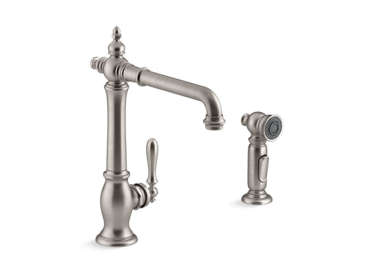 KOHLER K-99265-VS Artifacts Single-Handle Kitchen Sink Faucet With Side Sprayer In Vibrant Stainless