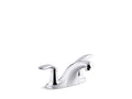 KOHLER K-15240-4NDRA-CP Coralais Two-Handle Centerset Bathroom Sink Faucet With 0.5 Gpm Vandal-Resistant Aerator And Red/Blue Indicator, Less Drain - Polished Chrome