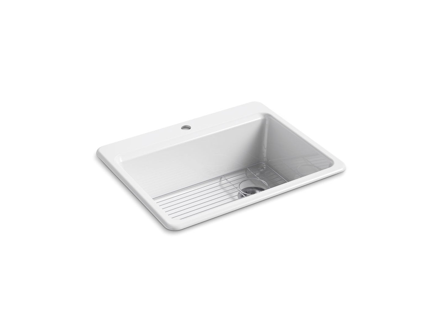 KOHLER K-8668-1A1-0 Riverby 27" Top-Mount Single-Bowl Kitchen Sink In White