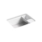 KOHLER K-8668-5UA2-0 Riverby 27" Undermount Single-Bowl Workstation Kitchen Sink In White