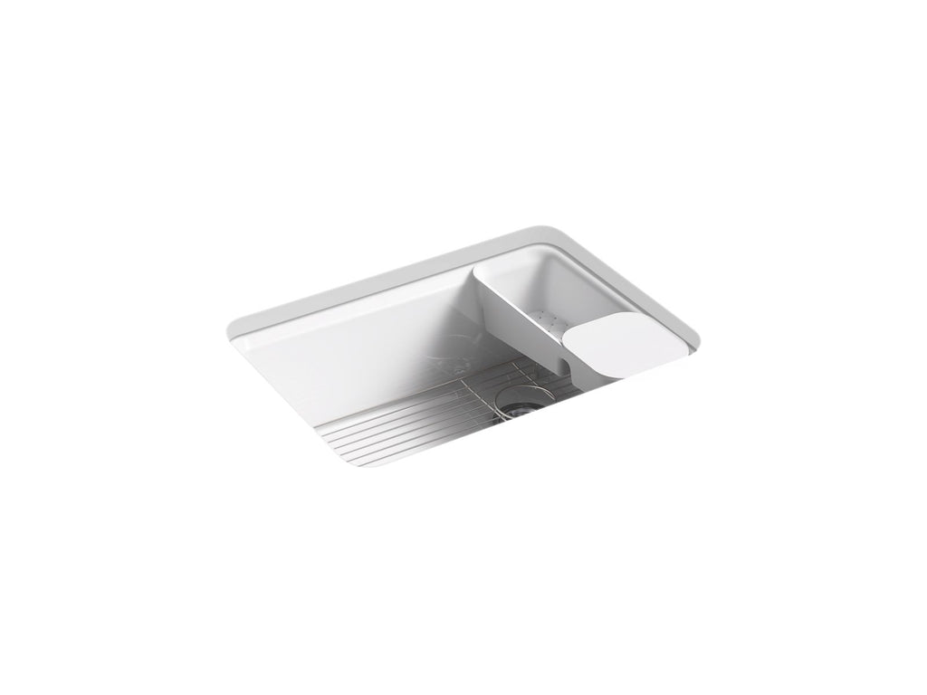 KOHLER K-8668-5UA2-0 Riverby 27" Undermount Single-Bowl Workstation Kitchen Sink - White