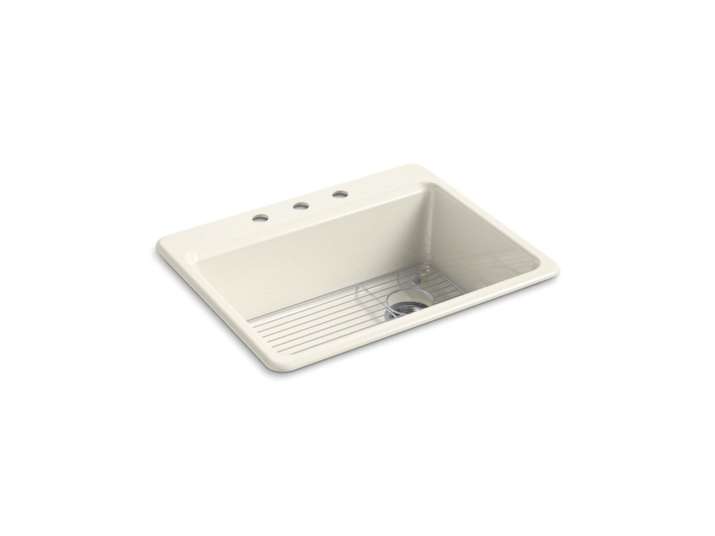 KOHLER K-8668-3A1-96 Riverby 27" Top-Mount Single-Bowl Kitchen Sink - Biscuit