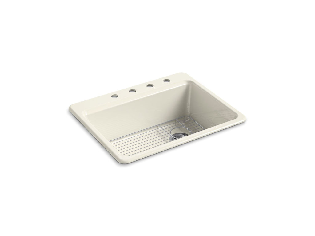KOHLER K-8668-4A1-96 Riverby 27" Top-Mount Single-Bowl Kitchen Sink - Biscuit