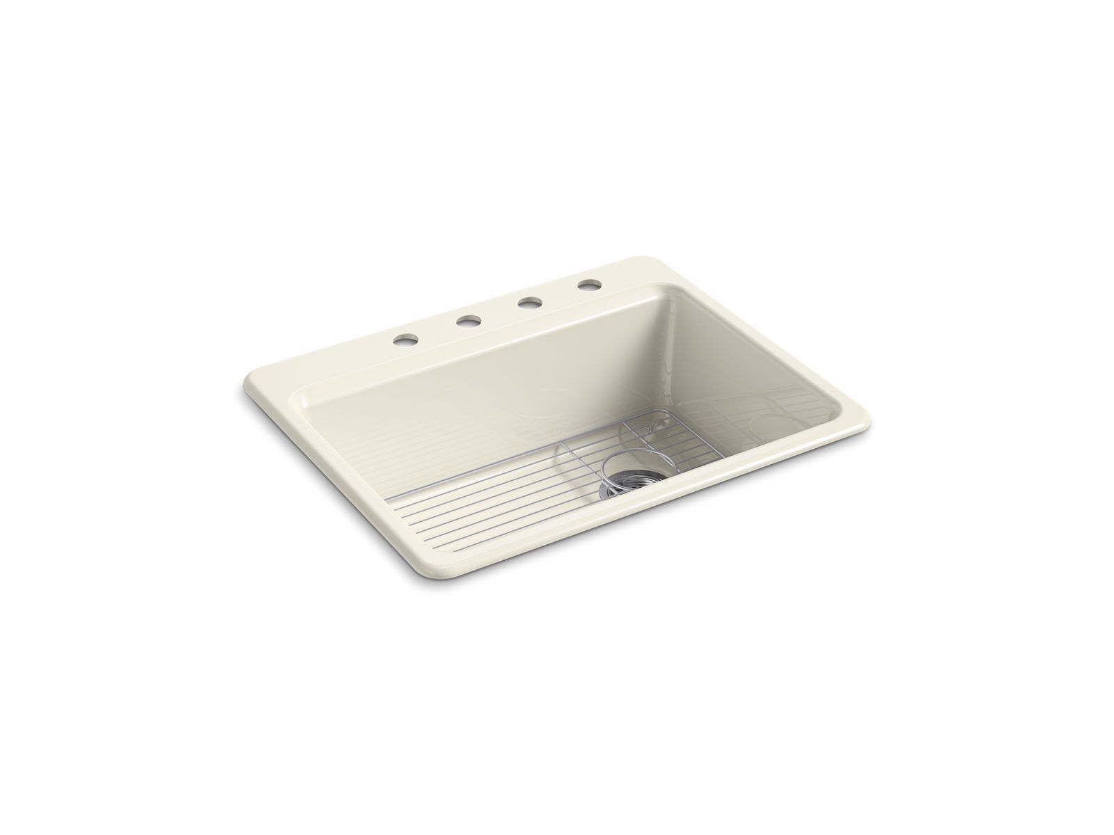 KOHLER K-8668-4A1-96 Riverby 27" Top-Mount Single-Bowl Kitchen Sink - Biscuit