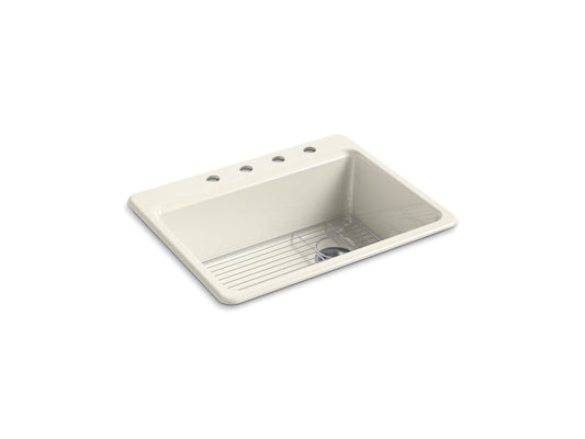 KOHLER K-8668-4A1-96 Riverby 27" top-mount single-bowl kitchen sink - Biscuit