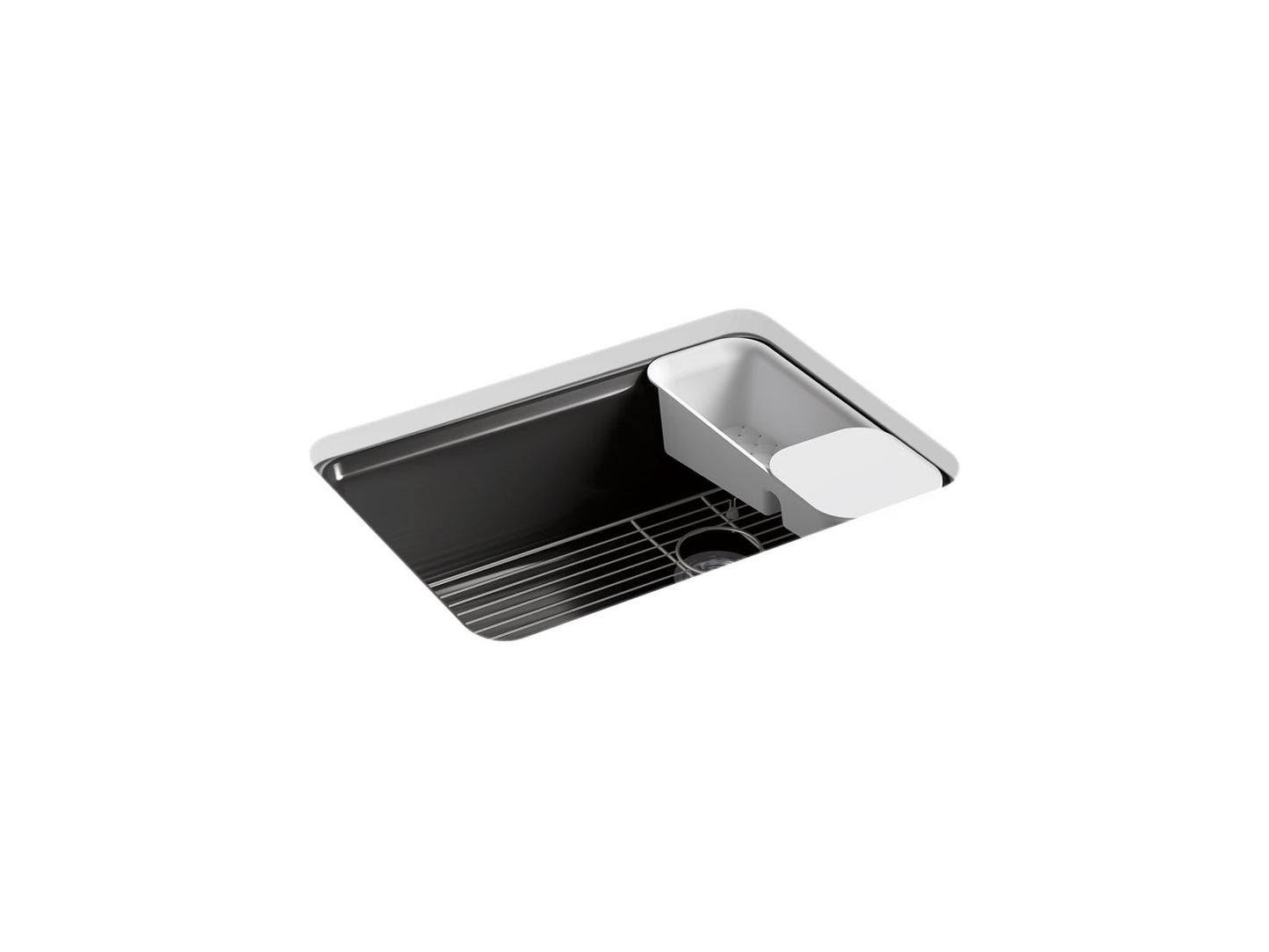 KOHLER K-8668-5UA2-7 Riverby 27" Undermount Single-Bowl Workstation Kitchen Sink In Black Black