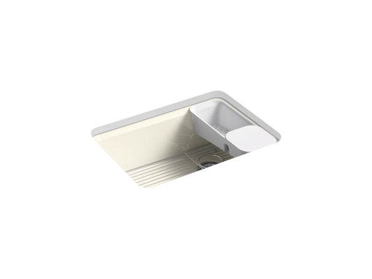 KOHLER K-8668-5UA2-96 Riverby 27" Undermount Single-Bowl Workstation Kitchen Sink In Biscuit