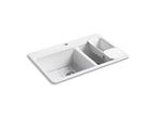 KOHLER K-8669-1A2-7 Riverby 33" Top-Mount Double-Bowl Workstation Kitchen Sink - Black Black