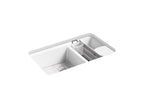 KOHLER K-8669-5UA3-95 Riverby 33" Undermount Double-Bowl Workstation Kitchen Sink - Ice Grey