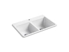 KOHLER K-8679-1A2-0 Riverby 33" Top-Mount Double-Bowl Workstation Kitchen Sink - White