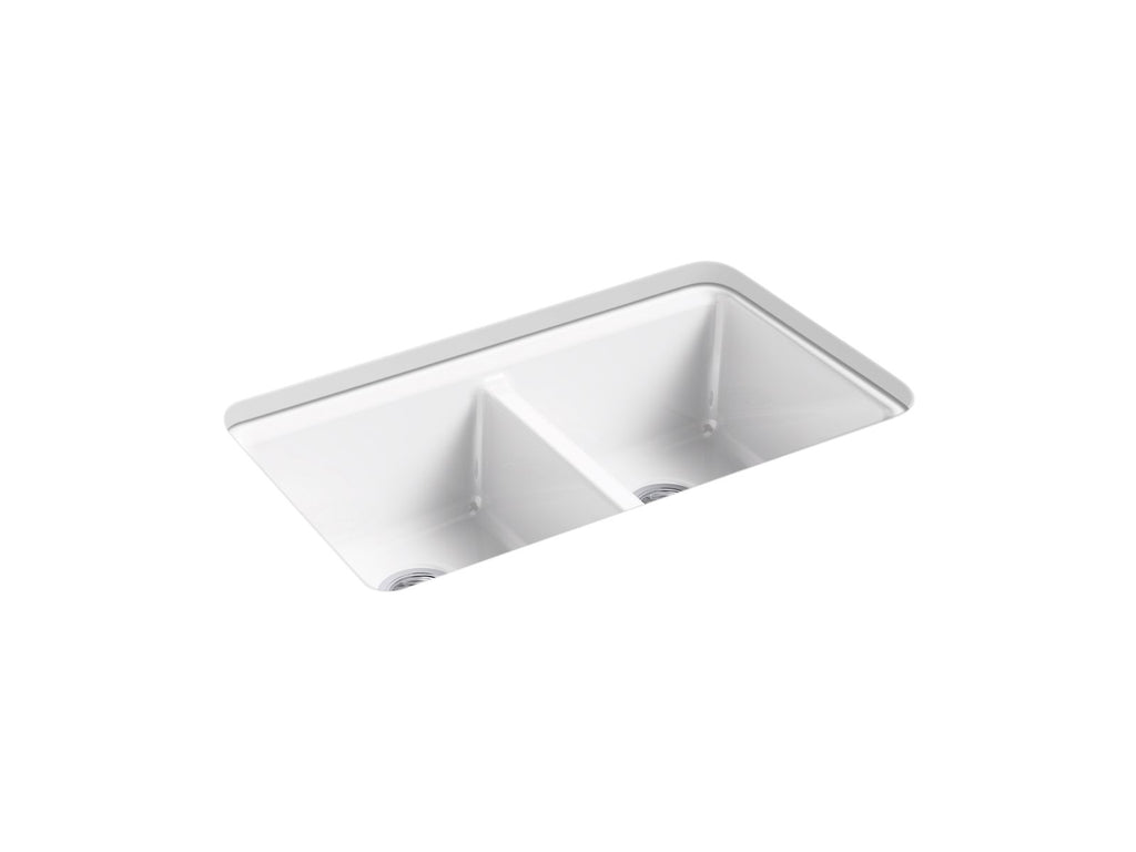 KOHLER K-8679-5UA3-7 Riverby 33" Undermount Double-Bowl Workstation Kitchen Sink - Black Black