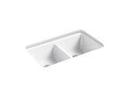 KOHLER K-8679-5UA3-7 Riverby 33" Undermount Double-Bowl Workstation Kitchen Sink - Black Black