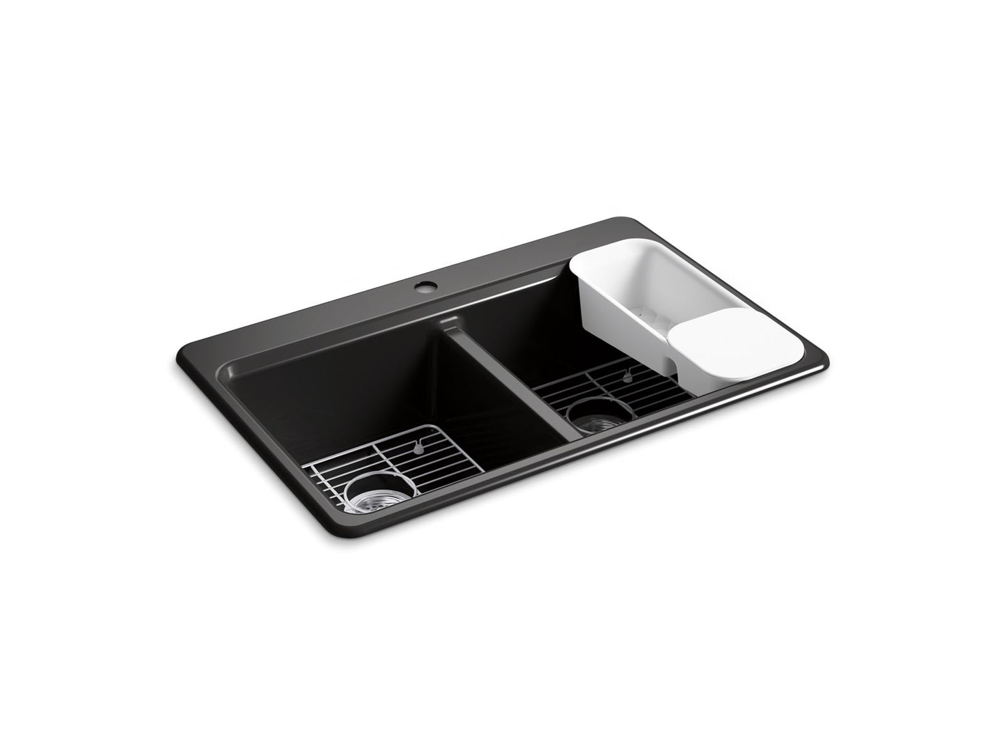 KOHLER K-8679-1A2-7 Riverby 33" Top-Mount Double-Bowl Workstation Kitchen Sink In Black Black