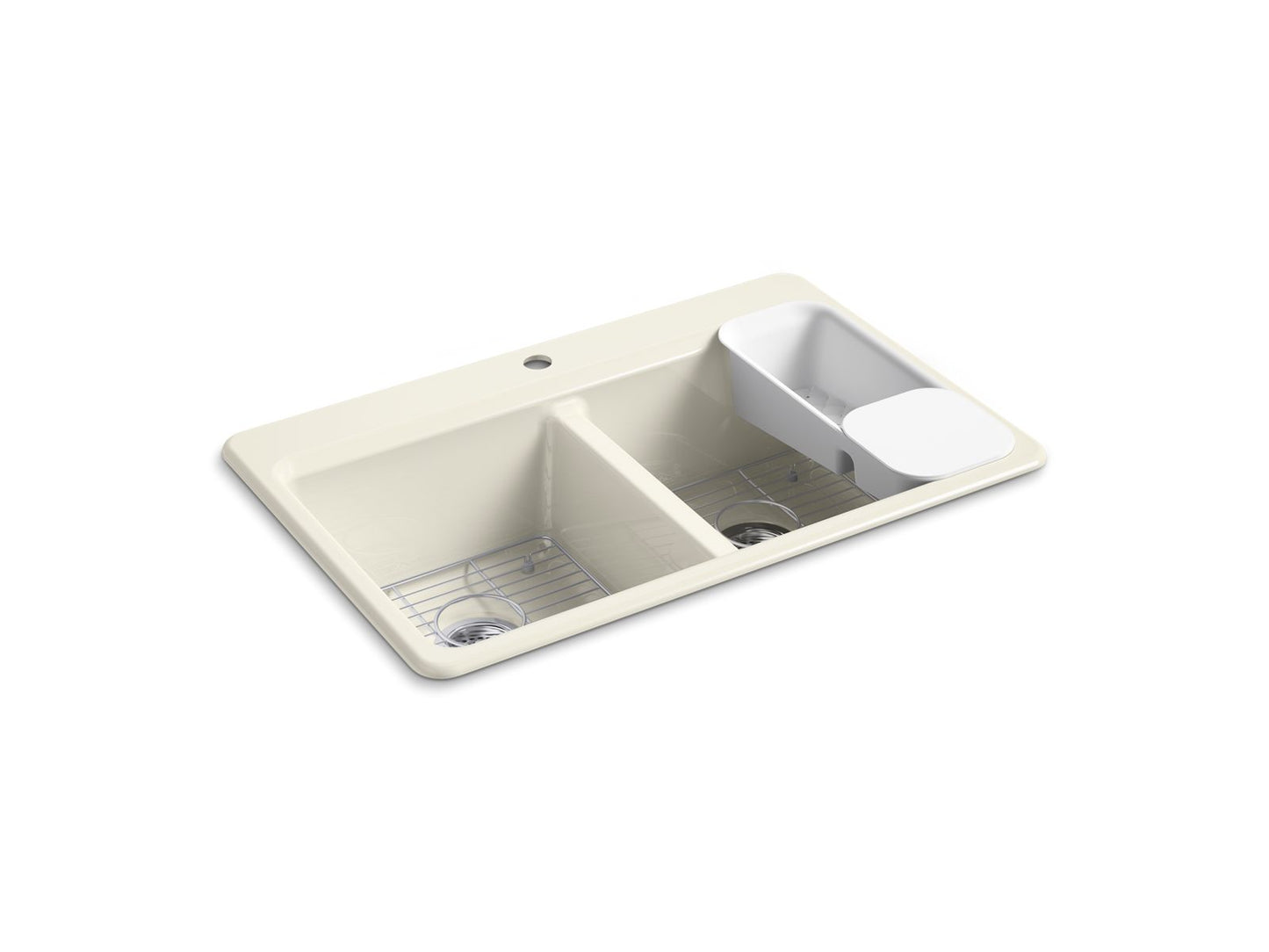 KOHLER K-8679-1A2-96 Riverby 33" Top-Mount Double-Bowl Workstation Kitchen Sink In Biscuit