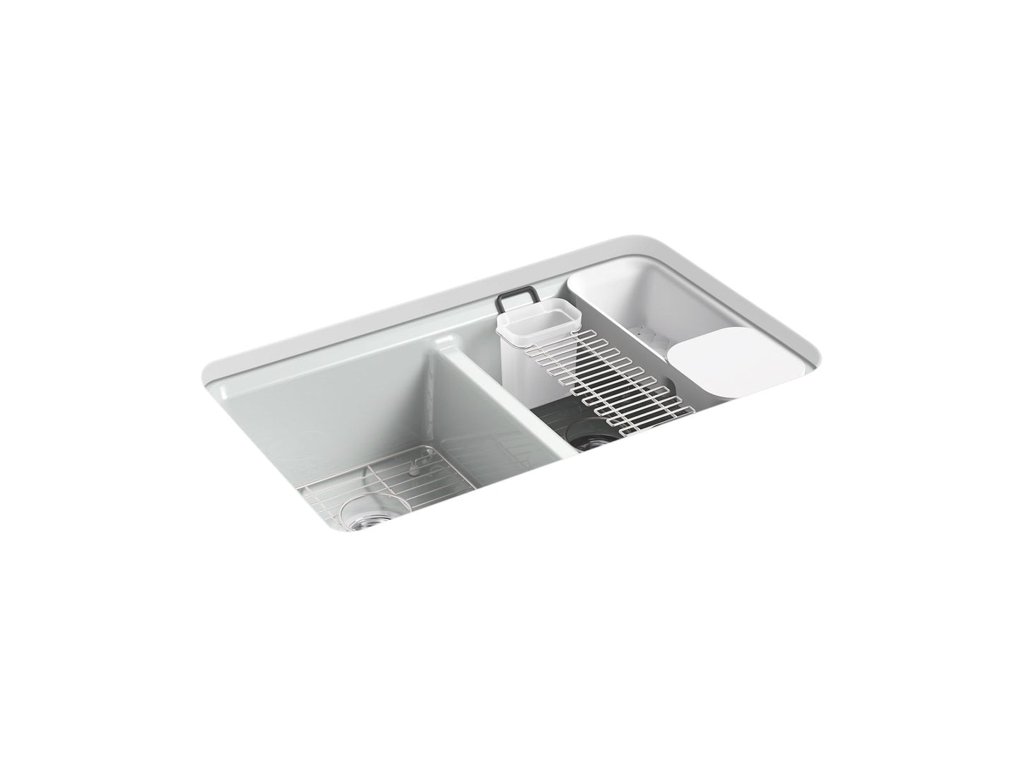 KOHLER K-8679-5UA3-95 Riverby 33" Undermount Double-Bowl Workstation Kitchen Sink In Ice Grey