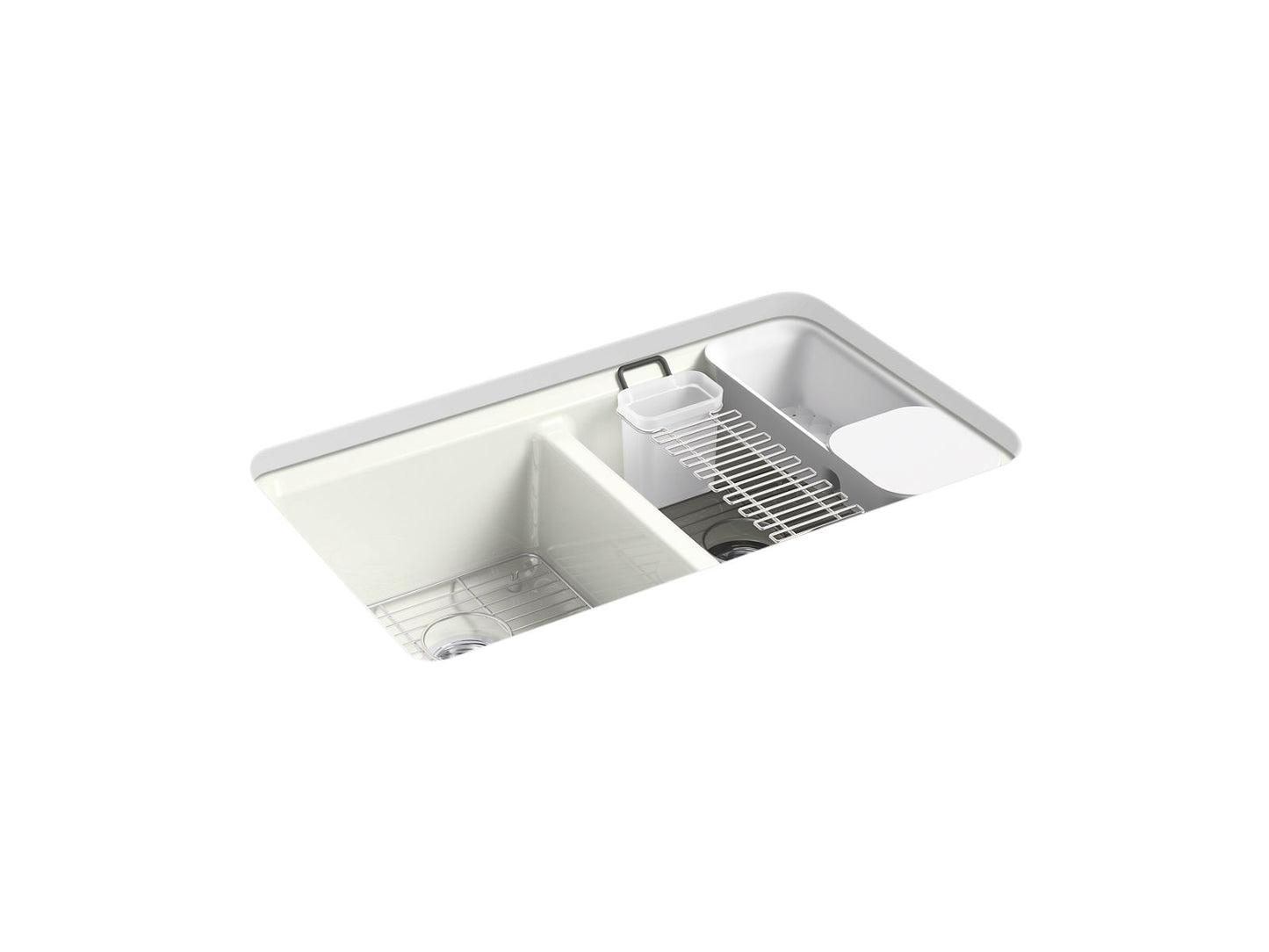 KOHLER K-8679-5UA3-NY Riverby 33" Undermount Double-Bowl Workstation Kitchen Sink In Dune