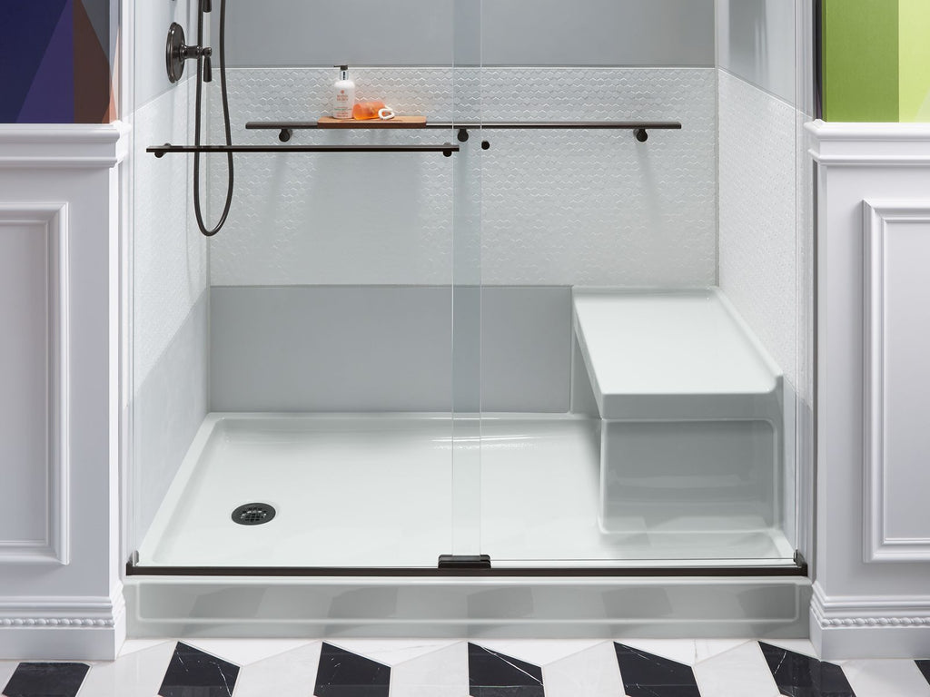 KOHLER K-1979-0 Tresham 60" X 36" Alcove Shower Base, Left Drain - White